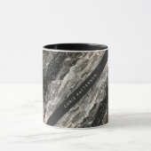 名前エレガント付き黒と灰色の大理石のパターン マグカップ (中央)