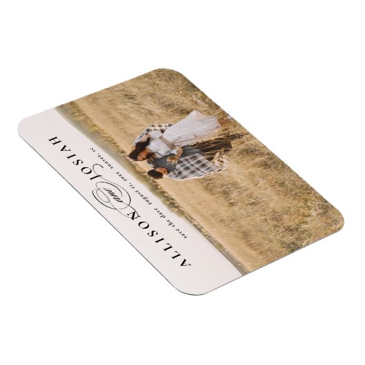 名前エレガント写真ウェディング日付を保存 マグネット (右側)