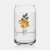 名前エレガント引用文紙クイル花 ガラス缶 (正面)