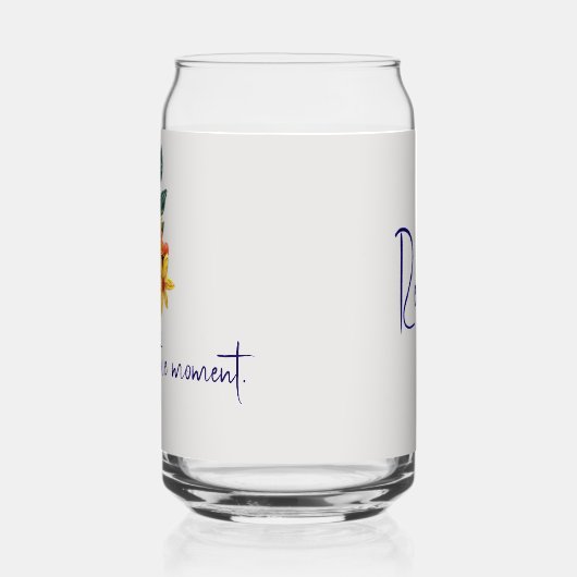 名前エレガント引用文紙クイル花 ガラス缶 (左)