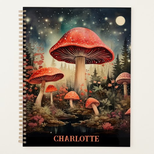 名前エンチャントパーソナライズされた魔法妖精キノコ プランナー手帳 (正面)
