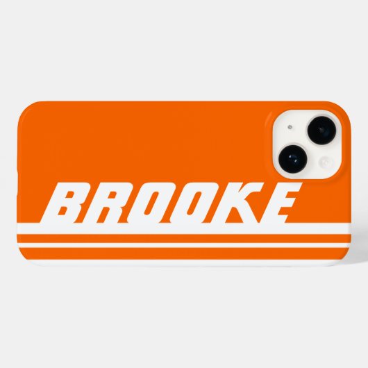 名前オレンジと白のストライプスポーツiPhoneケース Case-Mate iPhoneケース (裏面 (横))