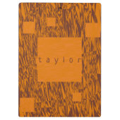 名前オレンジブラウン正方形メッシュパターンブロックアート クリップボード (裏面)