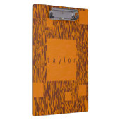 名前オレンジブラウン正方形メッシュパターンブロックアート クリップボード (右)