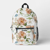 名前オンオランダアートウォーターカラーフローラルパターン プリントバックパック (正面)