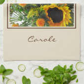 名前オンカラフルラージサンフラワープリント16x24 キッチンタオル (折り畳み)