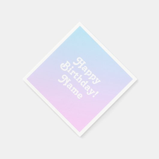 名前カスタマイズと写真の誕生日付きでパーソナライズ スタンダードカクテルナプキン (角)