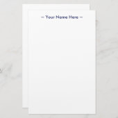 名前カスタマイズの変更文字ネイビー・ブルー・ホワイト 便箋 (正面/裏面)