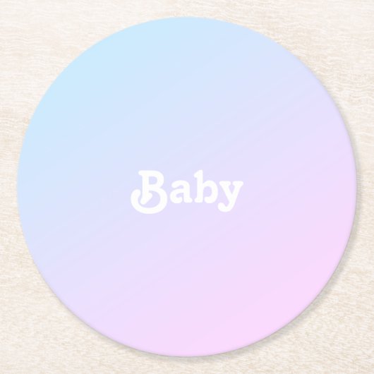 名前カスタマイズ写真赤ちゃんシャワー、誕生日 ラウンドペーパーコースター (正面)