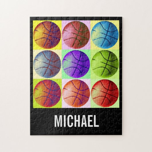 名前カスタマイズ可能なバスケットボールアートワークポップ・アートのアート ジグソーパズル (縦)