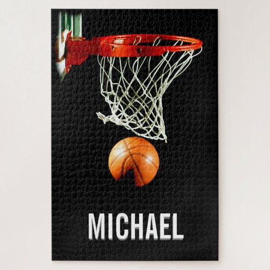 名前カスタマイズ可能なバスケットボールアートワーク ジグソーパズル (縦)