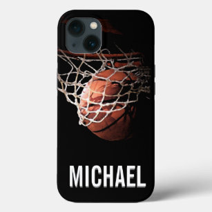 名前カスタマイズ可能なバスケットボールアートワーク iPhone 13ケース