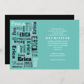 名前カスタマイズ可能なバーバルミツワー招待状 招待状 (正面/裏面)