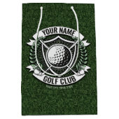 名前カスタマイズ ゴルファー ゴルフクラブ 芝クラブハウス ミディアムペーパーバッグ (正面)