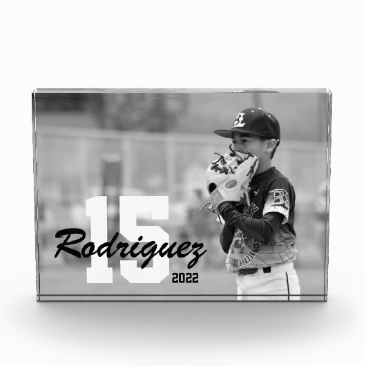 名前カスタムとジャージー番号の付いたスポーツフォト フォトブロック (正面)