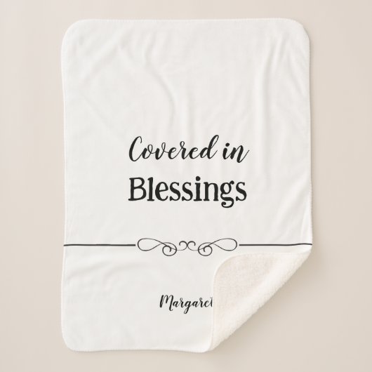 名前カスタムとメッセージ付きシェルパ毛布 シェルパブランケット (正面)