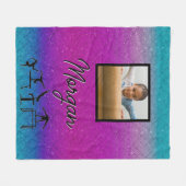 名前カスタムと写真のグラデーション体操 フリースブランケット (正面(横))