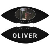 名前カスタムと写真の付いたブラックサッカーとホワイトサッカー アメリカンフットボール (パネル)