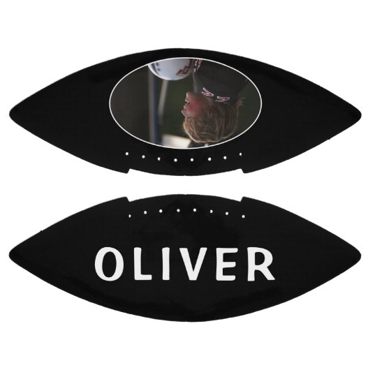 名前カスタムと写真の付いたブラックサッカーとホワイトサッカー アメリカンフットボール (パネル)