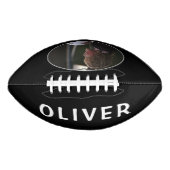 名前カスタムと写真の付いたブラックサッカーとホワイトサッカー アメリカンフットボール (正面)