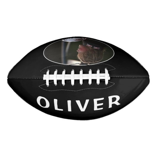 名前カスタムと写真の付いたブラックサッカーとホワイトサッカー アメリカンフットボール (正面)