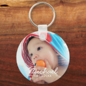 名前カスタムと日付の付いた写真 キーホルダー (正面)