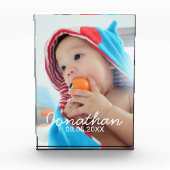 名前カスタムと日付の付いた写真 フォトブロック (正面)