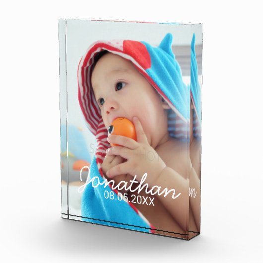 名前カスタムと日付の付いた写真 フォトブロック (右)