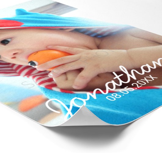 名前カスタムと日付の付いた写真 ポスター (角)