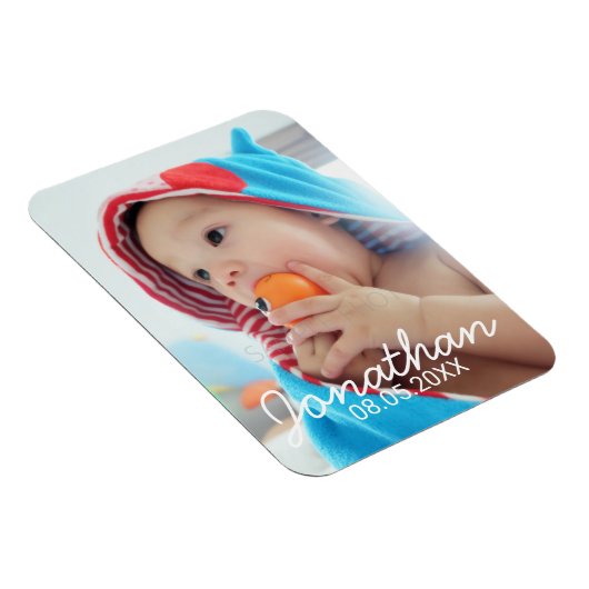 名前カスタムと日付の付いた写真 マグネット (右側)