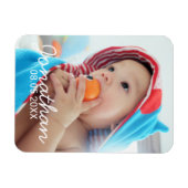 名前カスタムと日付の付いた写真 マグネット (横)