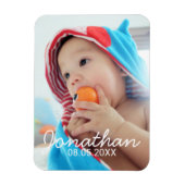 名前カスタムと日付の付いた写真 マグネット (縦)