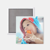 名前カスタムと日付の付いた写真 マグネット (正面/裏面)