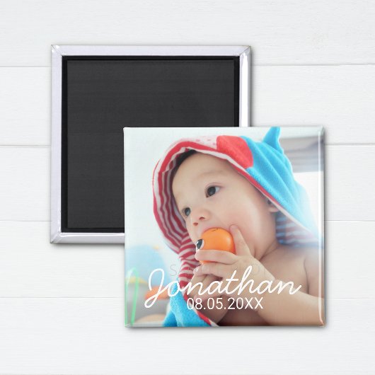 名前カスタムと日付の付いた写真 マグネット