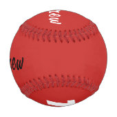 名前カスタムと番号が赤の野球場 野球ボール (裏面)