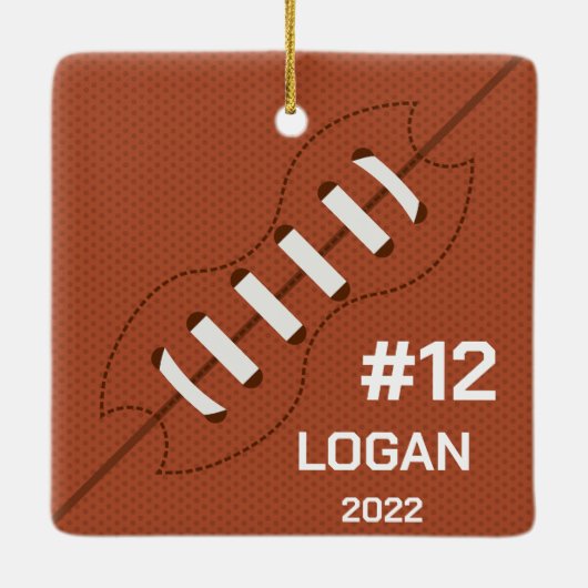 名前カスタムと番号を持つアメリカンフットボール選手 セラミックオーナメント (裏面)