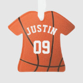 名前カスタムと番号を持つバスケットボールのモノグラム オーナメント (正面)