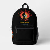 名前カスタムのパーソナライズクールバイクもしくは自転車に乗る人サイクリングチーム プリントバックパック (正面)