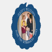 名前カスタムブルーホリデー付き縁ど写真 オーナメントカード (右)