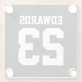 名前カスタム付きスポーツ ガラスコースター (裏面)