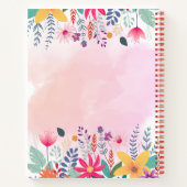 名前カスタム付きフローラピンク&グリーン ノートブック (裏面)