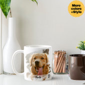 名前カスタム付きペット写真マグカップ – モダンタイポグラフィ コーヒーマグカップ