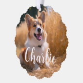名前カスタム付きペット写真 オーナメントカード (左)