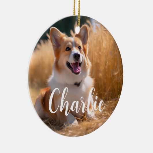 名前カスタム付きペット写真 セラミックオーナメント (右)
