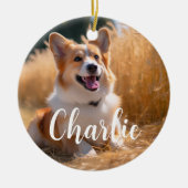 名前カスタム付きペット写真 セラミックオーナメント (正面)