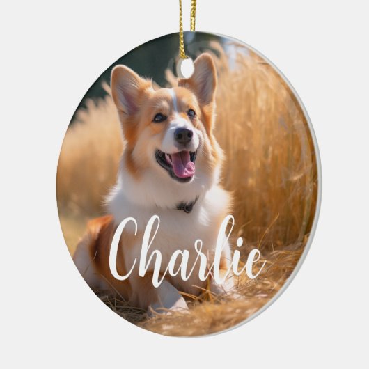 名前カスタム付きペット写真 セラミックオーナメント (左)