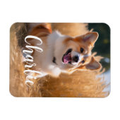 名前カスタム付きペット写真 マグネット (横)