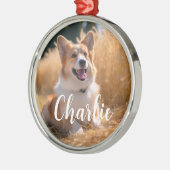 名前カスタム付きペット写真 メタルオーナメント (左)