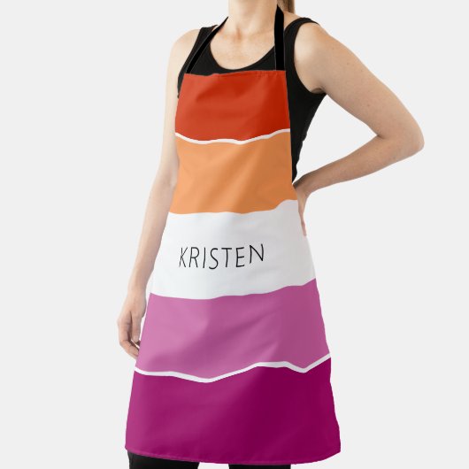 名前カスタム付きレズストライプビアン国旗の色 エプロン (インサイチュ)