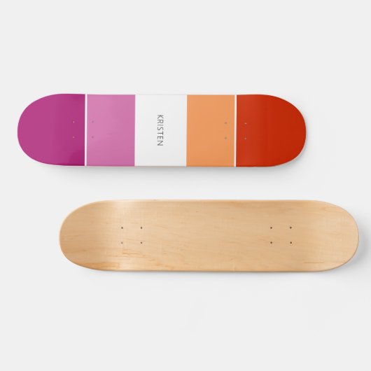 名前カスタム付きレズストライプビアン国旗の色 スケートボード (横)